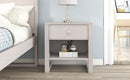Wooden Nightstand with a Drawer and an Open Storage Anitque White