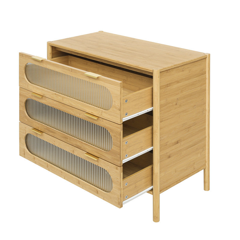 Bamboo 3 Drawer Cabinet Buffet Sideboard Storage Cabinet