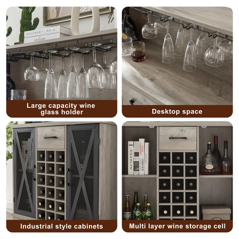 Wine Bar Cabinet with Storage Cabinet for Liquor and Glasses