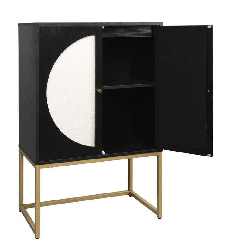 2 Door High Cabinet Adjustable Shelf Symmetrical Semicircle Design