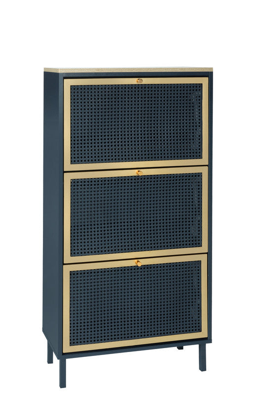 3 Metal Door Shoe Rack Freestanding Metal Rattan Modern Shoe Storage Cabinet