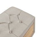 Wooden Upholstered Storage Ottoman Bench with 2 Drawers For Bedroom Beige