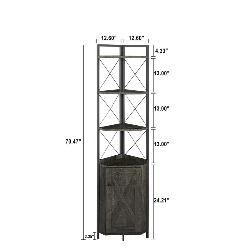 Corner Shelf 5-Tier With Storage Corner Cabinet Bookshelf Stand Storage Rack