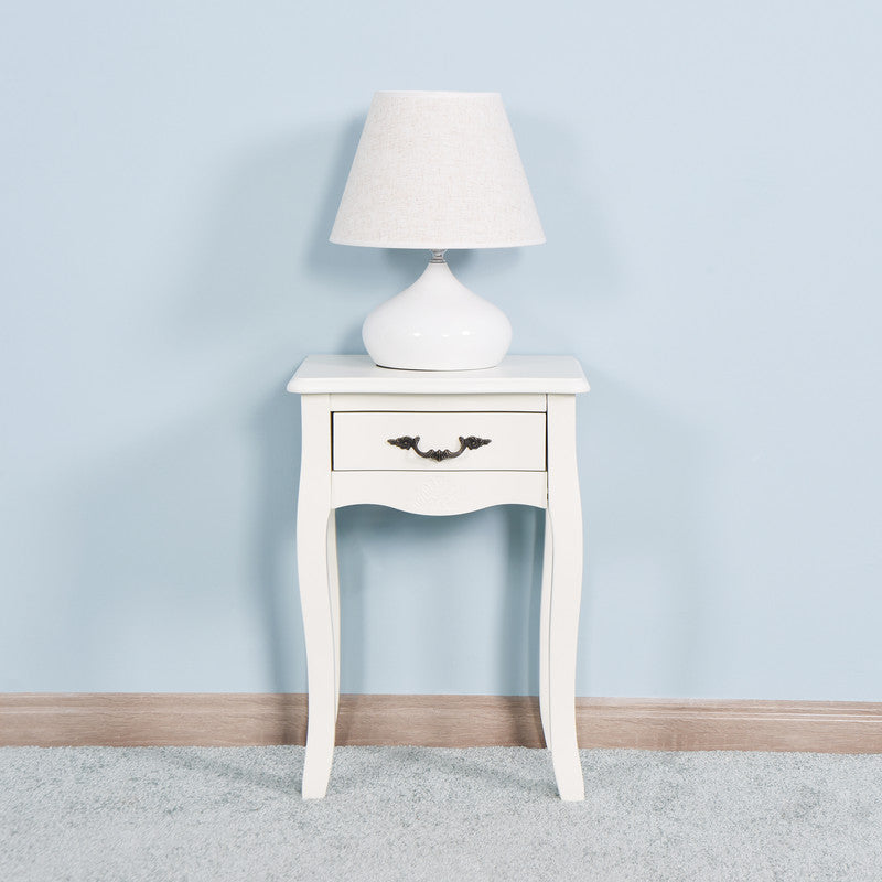 White Living Room Floor-Standing Storage Table with a Drawer