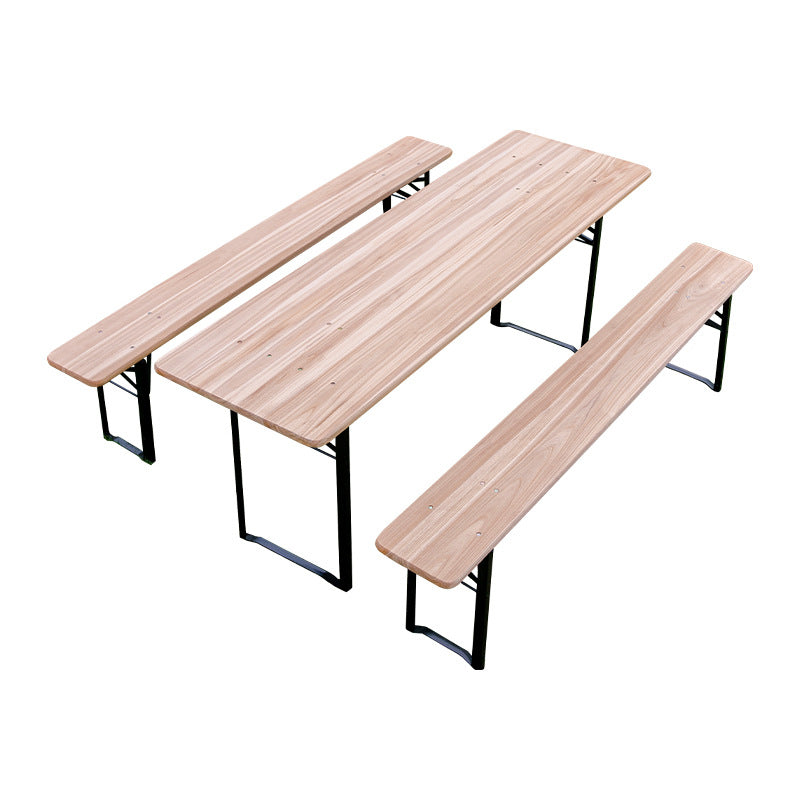 Wood Picnic Table Beer Bench Dining Set Folding Outdoor Patio 3 PCS