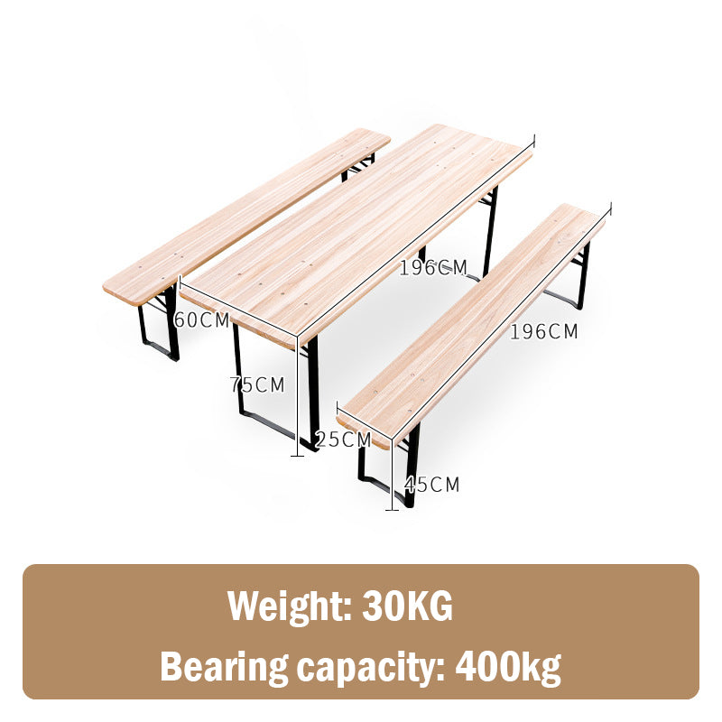 Wood Picnic Table Beer Bench Dining Set Folding Outdoor Patio 3 PCS