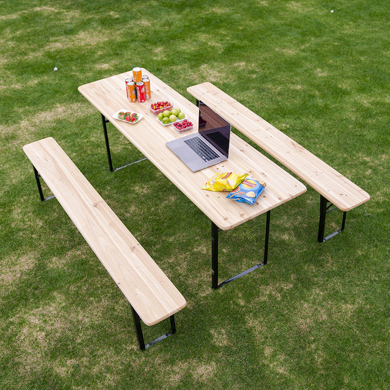 Wood Picnic Table Beer Bench Dining Set Folding Outdoor Patio 3 PCS