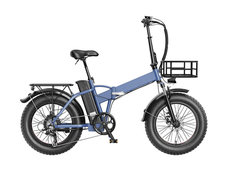 Electric Bike Foldable Fat Tire Electric Bicycle with 500W Motor 48V 12.5AH Removable Battery Cerulean