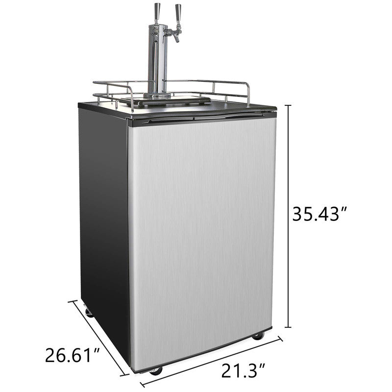 Beer Kegerator - Dual Tap Draft Beer Dispenser and Universal Beverage Cooler