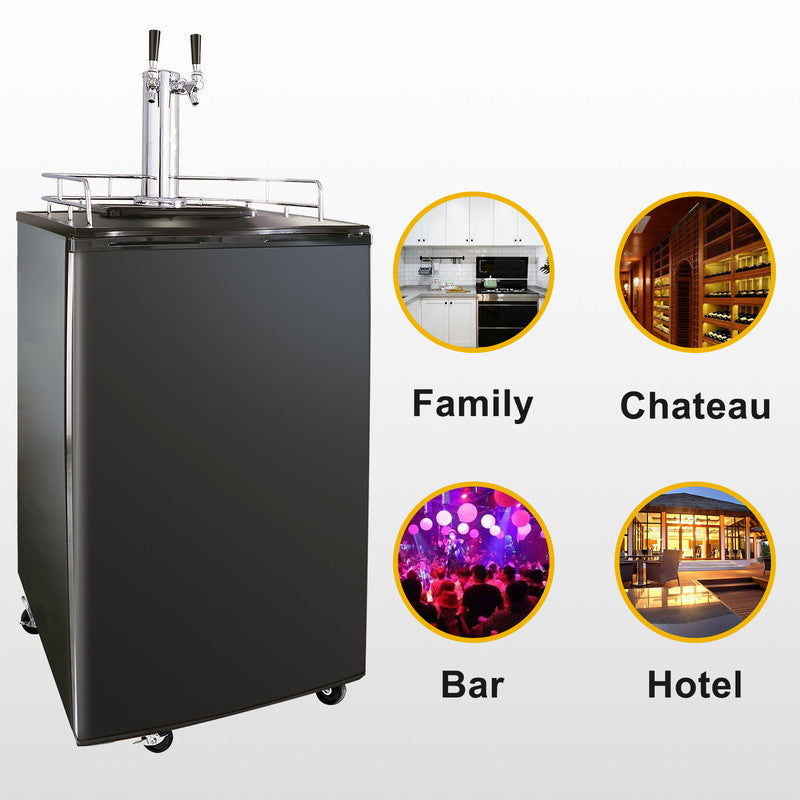 Beer Kegerator - Dual Tap Draft Beer Dispenser and Universal Beverage Cooler