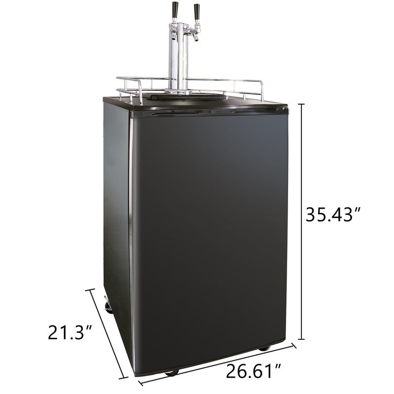 Beer Kegerator - Dual Tap Draft Beer Dispenser and Universal Beverage Cooler