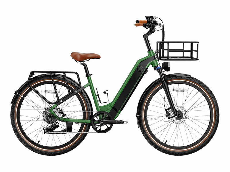 Cityrun Electric Bike 500W 48V 15Ah Removable Battery Commuter E-Bike for Adults Green