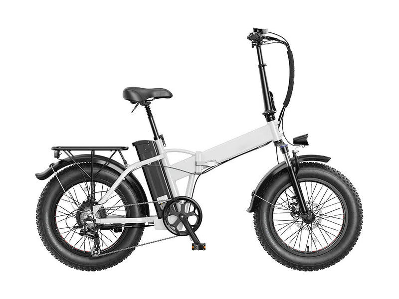 Electric Bike Foldable Fat Tire Electric Bicycle with 500W Motor 48V 12.5AH Removable Battery White