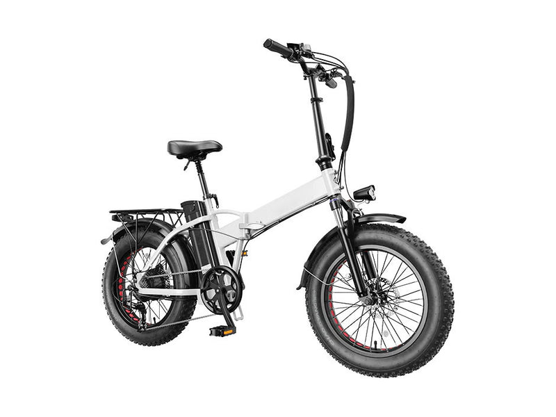 Electric Bike Foldable Fat Tire Electric Bicycle with 500W Motor 48V 12.5AH Removable Battery White