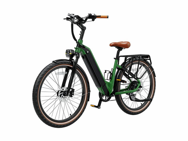 Cityrun Electric Bike 500W 48V 15Ah Removable Battery Commuter E-Bike for Adults Green