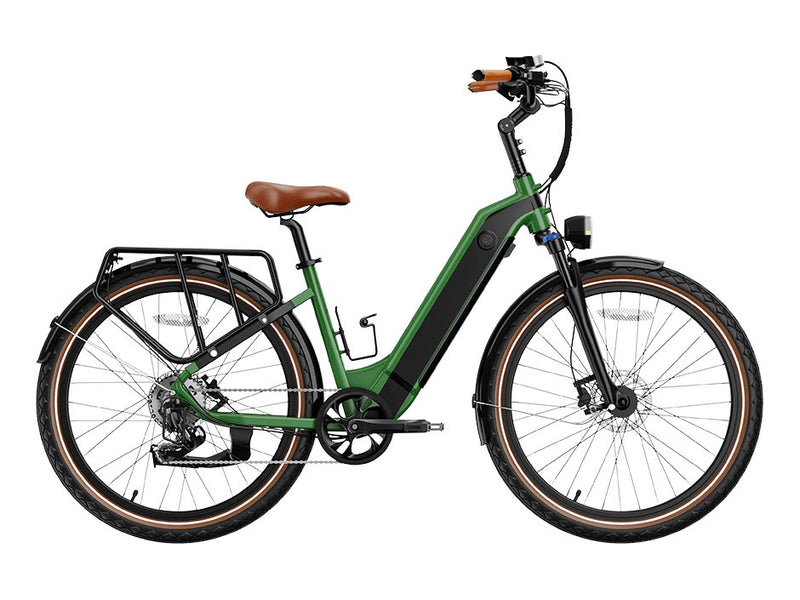 Cityrun Electric Bike 500W 48V 15Ah Removable Battery Commuter E-Bike for Adults Green