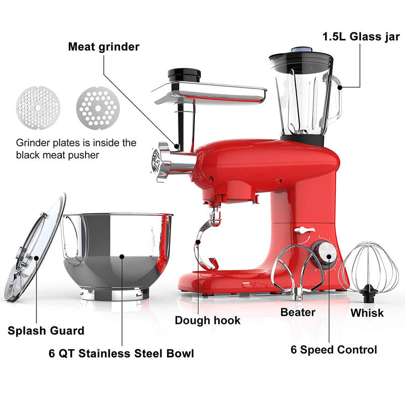 Stand Mixer 8-Speed Tilt-Head Food Mixer - Red