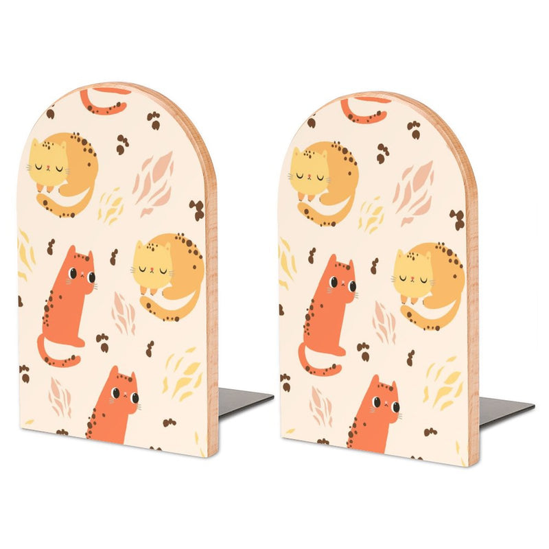 2 Pcs Wood Book Ends Non-Skid Book Stand B112