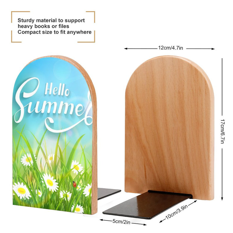 2 Pcs Wood Book Ends Non-Skid Book Stand B027