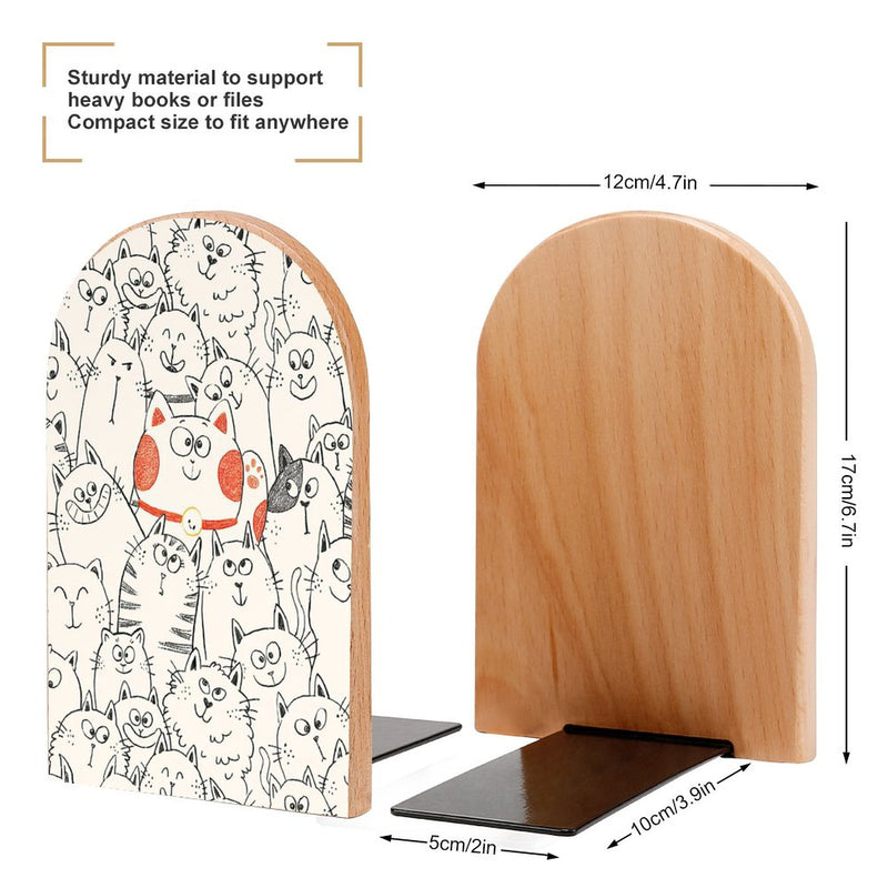 2 Pcs Wood Book Ends Non-Skid Book Stand B103