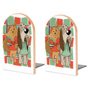 2 Pcs Wood Book Ends Non-Skid Book Stand B096