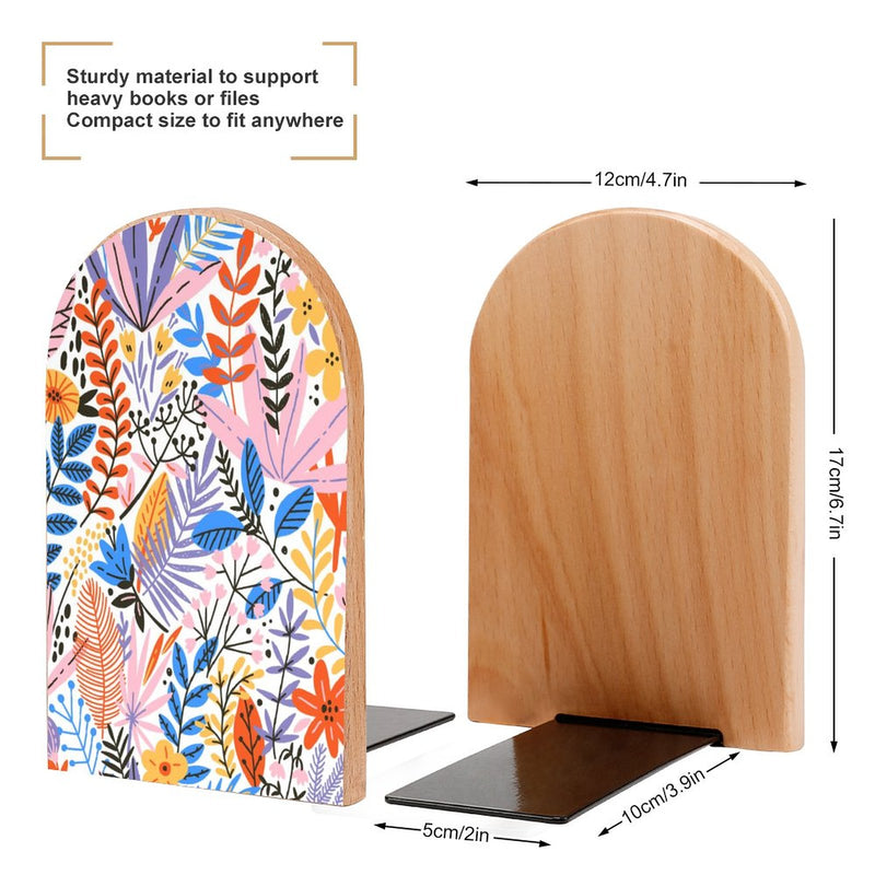 2 Pcs Wood Book Ends Non-Skid Book Stand B040