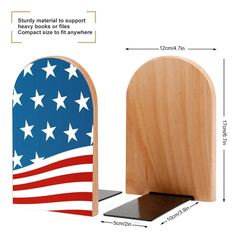 2 Pcs Wood Book Ends Non-Skid Book Stand B115