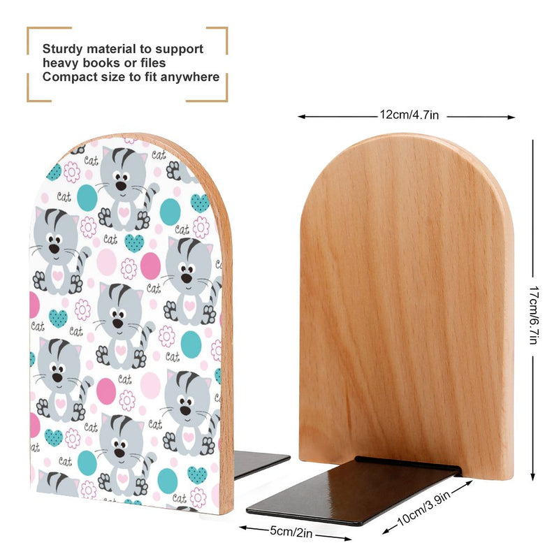 2 Pcs Wood Book Ends Non-Skid Book Stand B106