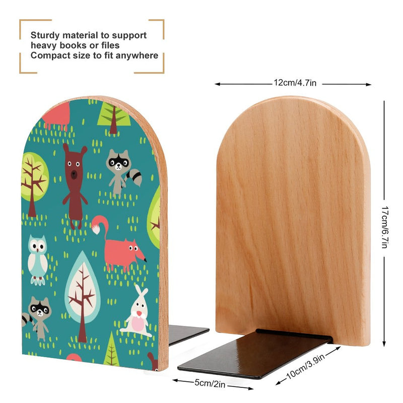 2 Pcs Wood Book Ends Non-Skid Book Stand B060