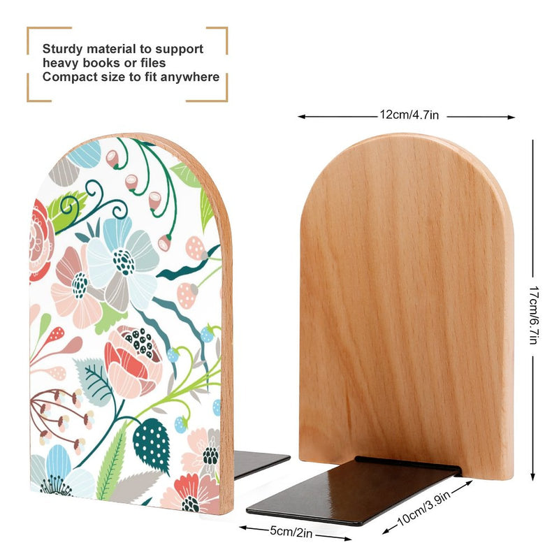 2 Pcs Wood Book Ends Non-Skid Book Stand B070