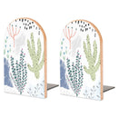 2 Pcs Wood Book Ends Non-Skid Book Stand B036