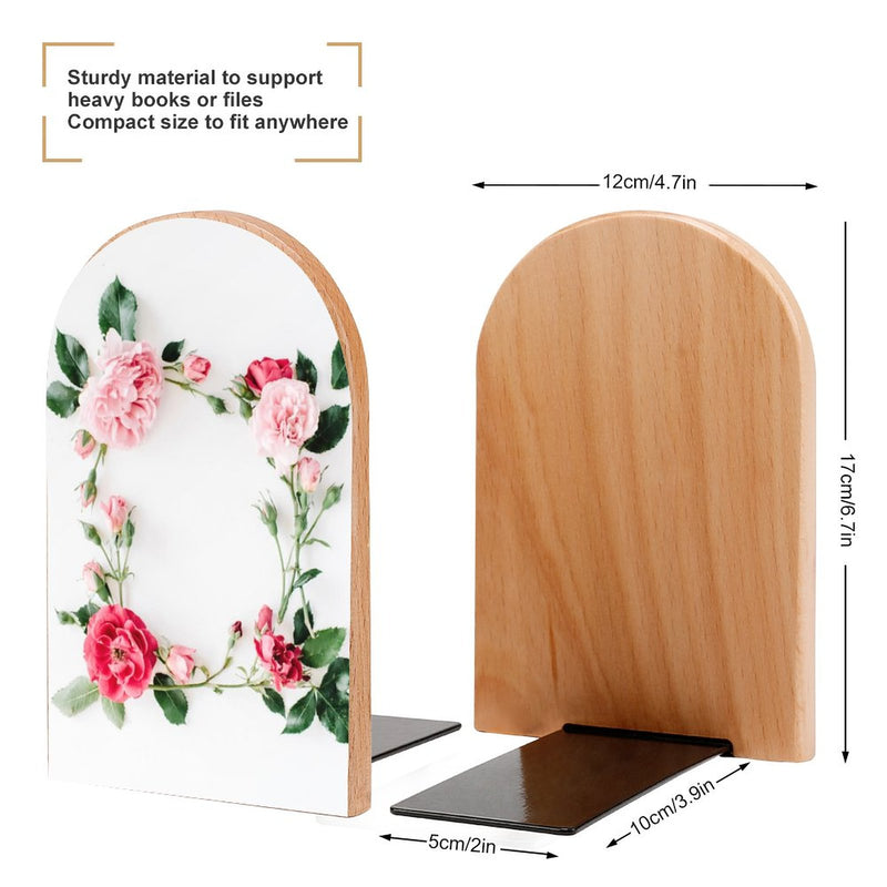 2 Pcs Wood Book Ends Non-Skid Book Stand B047