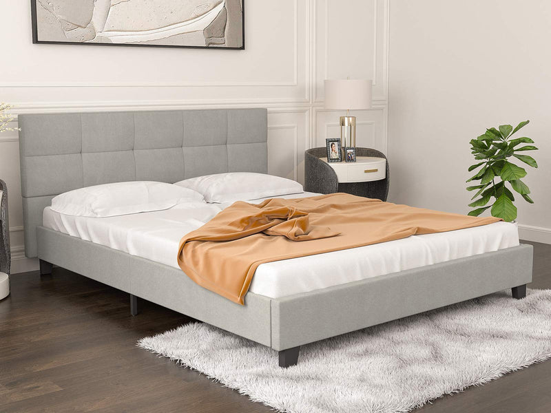 Full Bed Frame Metal Platform Bed Frame Gray