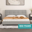 Queen Bed Frame Metal Platform Bed Frame Gray