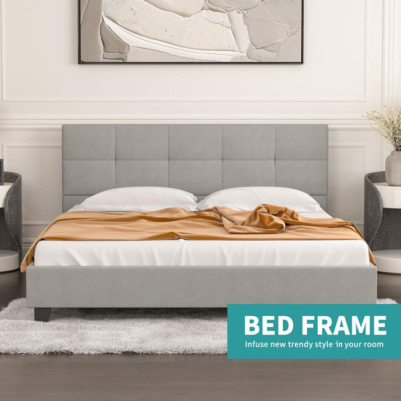 Full Bed Frame Metal Platform Bed Frame Gray