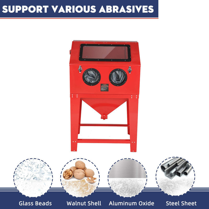 Bench Top Abrasive Blast Cabinet Sandblaster with Dust Collection Reclaimer System and Glass Windows