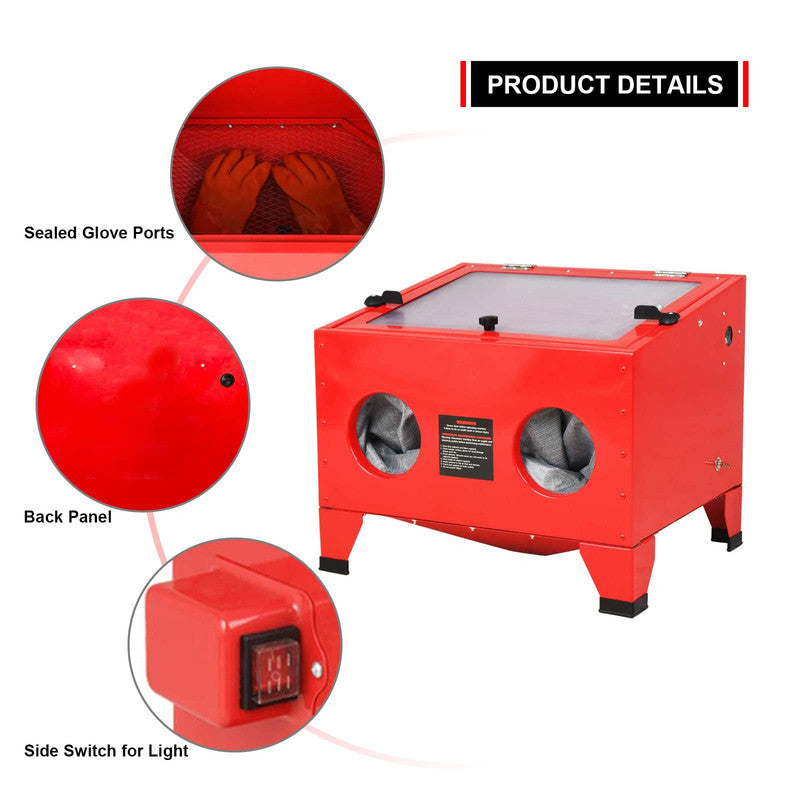 Bench Top Abrasive Blast Cabinet Sandblaster with Glass Viewing Windows