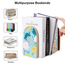 2 Pcs Wood Book Ends Non-Skid Book Stand B055