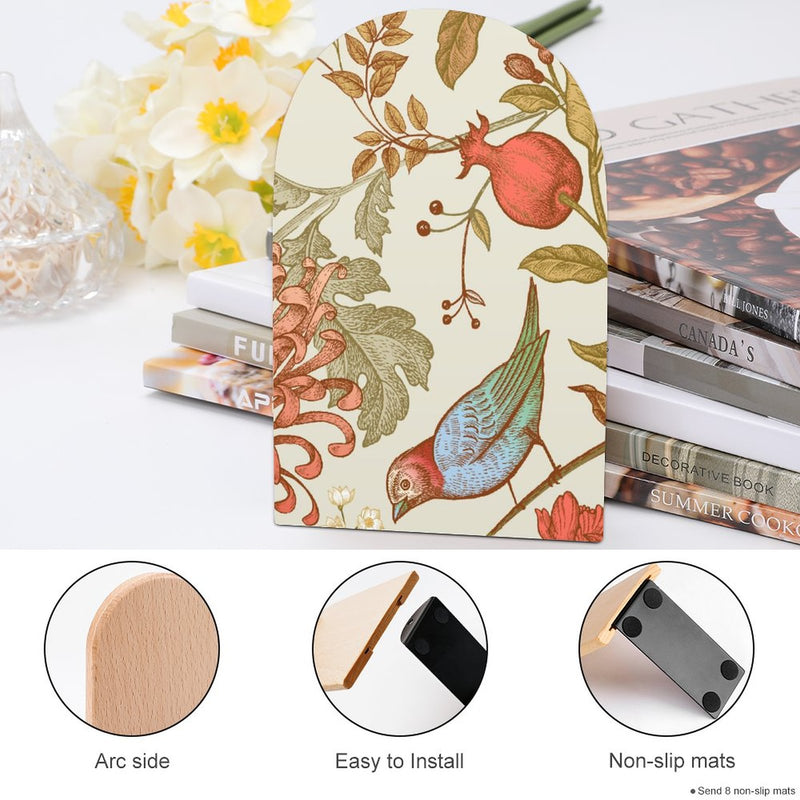 2 Pcs Wood Book Ends Non-Skid Book Stand B043