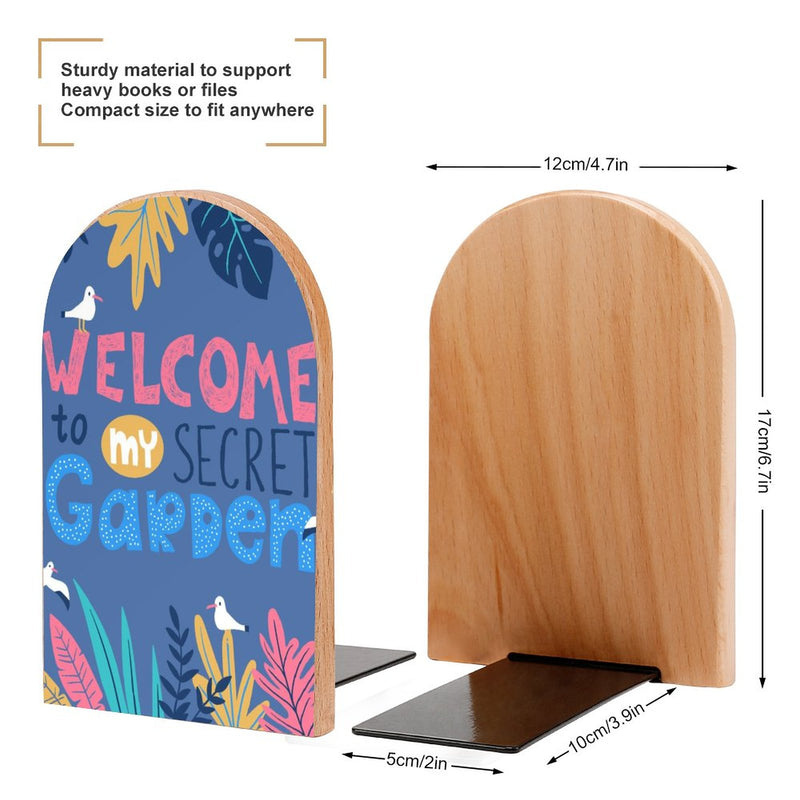 2 Pcs Wood Book Ends Non-Skid Book Stand B018