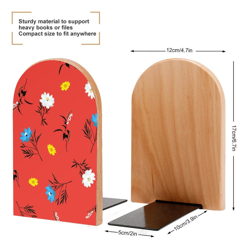 2 Pcs Wood Book Ends Non-Skid Book Stand B058