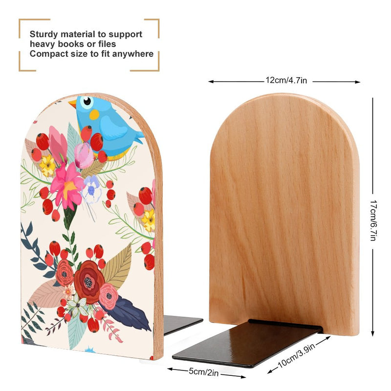 2 Pcs Wood Book Ends Non-Skid Book Stand B003