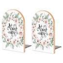 2 Pcs Wood Book Ends Non-Skid Book Stand B078