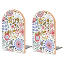 2 Pcs Wood Book Ends Non-Skid Book Stand B074