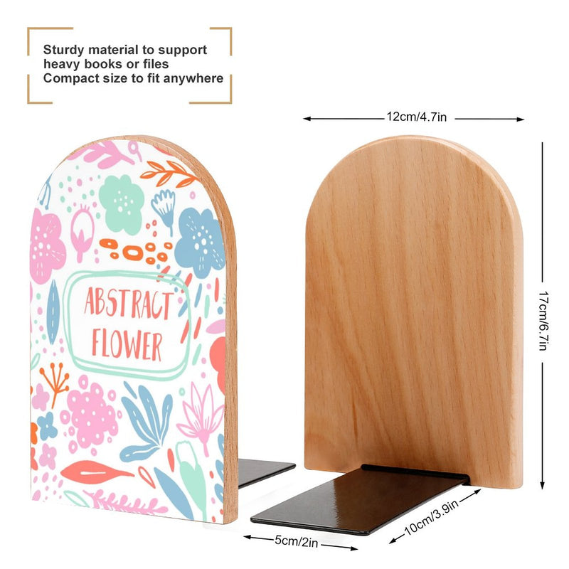 2 Pcs Wood Book Ends Non-Skid Book Stand B090