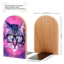 2 Pcs Wood Book Ends Non-Skid Book Stand B095