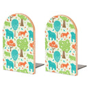 2 Pcs Wood Book Ends Non-Skid Book Stand B066