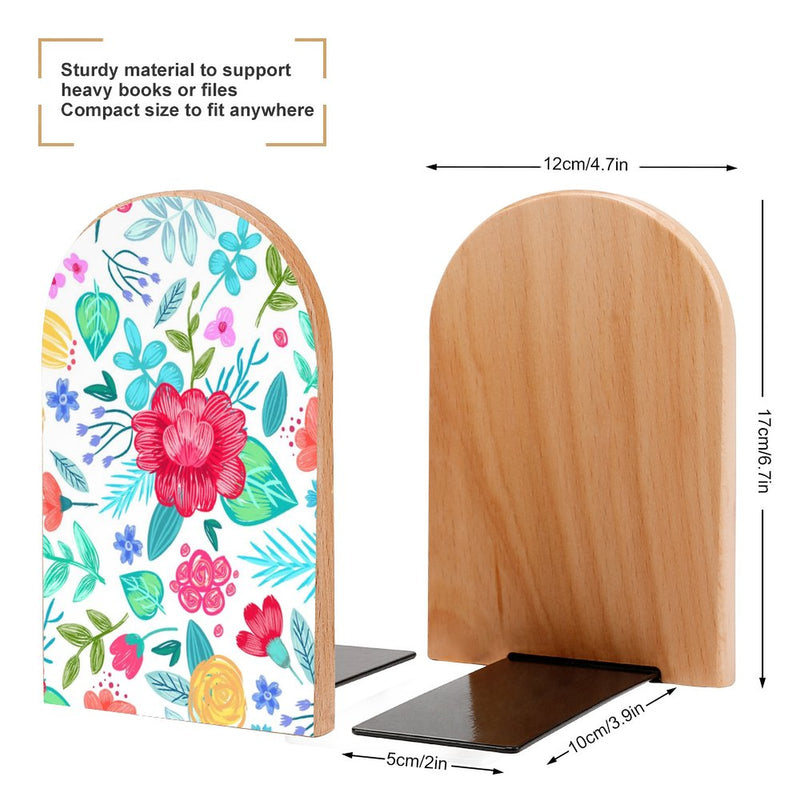 2 Pcs Wood Book Ends Non-Skid Book Stand B053