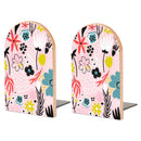 2 Pcs Wood Book Ends Non-Skid Book Stand B046