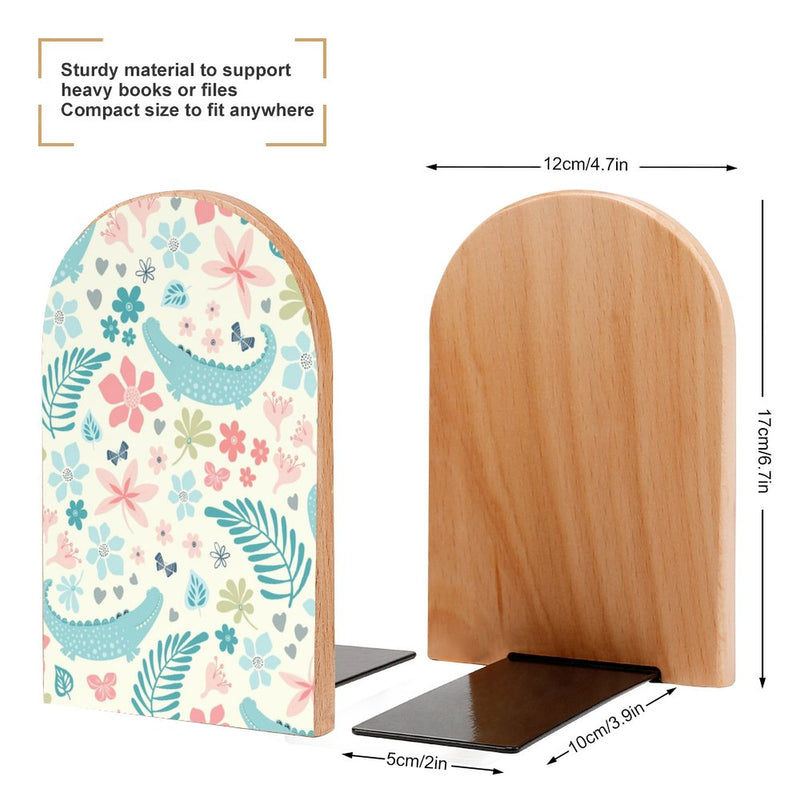 2 Pcs Wood Book Ends Non-Skid Book Stand B085